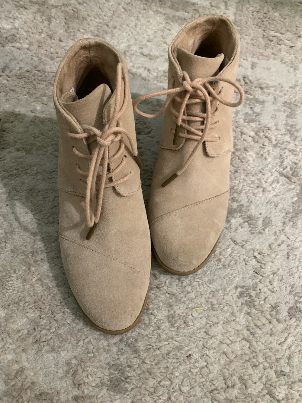 Women's Lace-Up Suede Ankle Boots - Cream